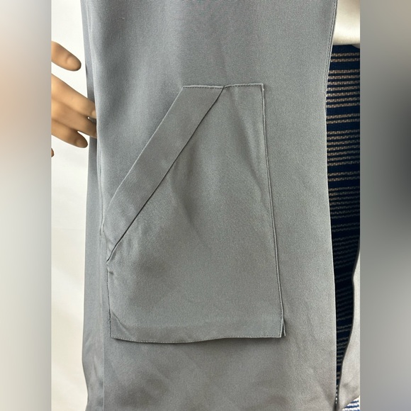 Rebecca Minkoff Gray Silk Bitten Sleeveless V Neck Utility  Long Vest Si… - Picture 2 of 7